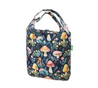 ECO CHIC Lightweight Foldable Reusable Shopping Bag Water Resistant Tote Bag (Toadstool Black)