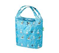 ECO CHIC Lightweight Foldable Reusable Shopping Bag Water Resistant Tote Bag (Whimsy Ducks Blue)