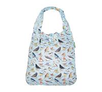 ECO CHIC Lightweight Foldable Reusable Shopping Bag Water Resistant Tote Bag (Wild Birds Blue)
