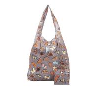 ECO CHIC Lightweight Foldable Reusable Shopping Bag Water Resistant Tote Bag (Wild Butterflies Grey)