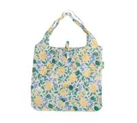 ECO CHIC Lightweight Foldable Reusable Shopping Bag Water Resistant Tote Bag (Yellow Flowers White)