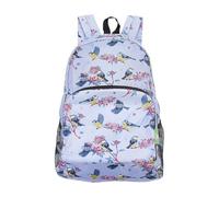 ECO CHIC Lightweight Foldable Water Resistant Backpack Rucksack Folds into Pouch for Storage (Blue Tits Lilac)
