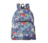 ECO CHIC Lightweight Foldable Water Resistant Backpack Rucksack Folds into Pouch for Storage (Cosy Camping Blue)