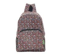 ECO CHIC Lightweight Foldable Water Resistant Backpack Rucksack Folds into Pouch for Storage (Ditsy Black)