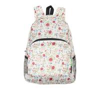ECO CHIC Lightweight Foldable Water Resistant Backpack Rucksack Folds into Pouch for Storage (Floral Beige)