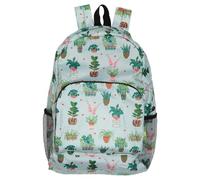 ECO CHIC Lightweight Foldable Water Resistant Backpack Rucksack Folds into Pouch for Storage (House Plant Mint)