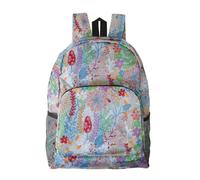 ECO CHIC Lightweight Foldable Water Resistant Backpack Rucksack Folds into Pouch for Storage (Lush Floral Blue)