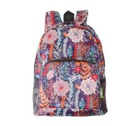 Eco Chic Lightweight Foldable Water Resistant Backpack Rucksack Folds into Pouch for Storage (Lush Floral Purple)