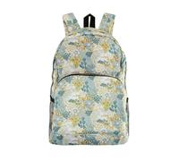 ECO CHIC Lightweight Foldable Water Resistant Backpack Rucksack Folds into Pouch for Storage (Mixed Flowers Blue)