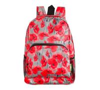 ECO CHIC Lightweight Foldable Water Resistant Backpack Rucksack Folds into Pouch for Storage (Poppies Grey)