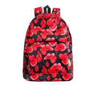 ECO CHIC Lightweight Foldable Water Resistant Backpack Rucksack Folds into Pouch for Storage (Poppies Navy)