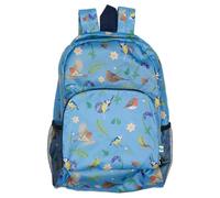 ECO CHIC Lightweight Foldable Water Resistant Backpack Rucksack Folds into Pouch for Storage (RSPB Birds Blue)