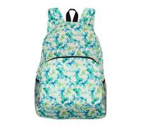 ECO CHIC Lightweight Foldable Water Resistant Backpack Rucksack Folds into Pouch for Storage (Shamrocks Beige)