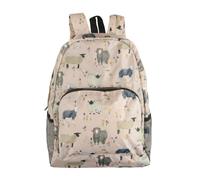 ECO CHIC Lightweight Foldable Water Resistant Backpack Rucksack Folds into Pouch for Storage (Sheep Realism Beige)
