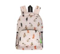 ECO CHIC Lightweight Foldable Water Resistant Mini Backpack Folds Into Pouch for Storage (Beloved Cats Beige)