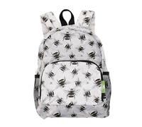 ECO CHIC Lightweight Foldable Water Resistant Mini Backpack Folds Into Pouch for Storage (Bumble Bees Grey)