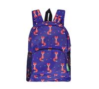 Eco Chic Lightweight Foldable Water Resistant Mini Backpack Folds Into Pouch for Storage (Foxes Navy)