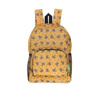 ECO CHIC Lightweight Foldable Water Resistant Mini Backpack Folds Into Pouch for Storage (Monkeys Mustard)