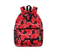Eco Chic Lightweight Foldable Water Resistant Mini Backpack Folds Into Pouch for Storage (Poppies Navy)