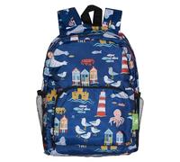 ECO CHIC Lightweight Foldable Water Resistant Mini Backpack Folds Into Pouch for Storage (Seaside Navy)