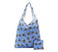 ECO CHIC New Light Weight Foldaway Shopping Bag/Shopper Bag/Reusable Shopping Bag - Made From 100% Recycled Plastic Bottles - Bees (Blue)