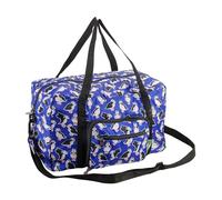 Eco Chic Recycled Cabin Holdall Bag, Lightweight Foldable Carry-On Luggage Water-Resistant Underseat Travel Duffle (Multi Puffin Blue)