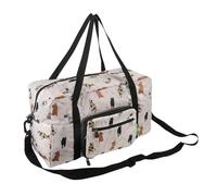 Eco Chic Recycled Cabin Holdall Bag, Lightweight Foldable Carry-On Luggage Water-Resistant Underseat Travel Duffle (Beloved Cats Beige)