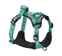 Eco Chic Recycled Comfort Pet Harness Adjustable No-Pull Reflective Padded Dog Vest Harness (Highland Cow Teal Large)