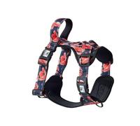 Eco Chic Recycled Comfort Pet Harness Adjustable No-Pull Reflective Padded Dog Vest Harness (Poppies Navy Large)