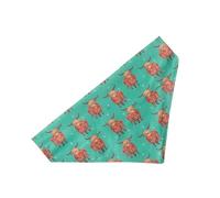 Eco Chic Recycled Dog Bandana 1PCS Washable Triangle Scarf for Pets Dogs and Cats (Highland Cow Teal)