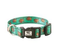 Eco Chic Recycled Reflective Dog Collar Soft Adjustable Pet Collar with Quick Release Buckle (Highland Cow Teal Large)