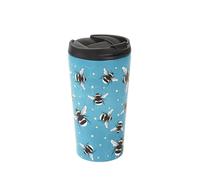 ECO CHIC Reusable Thermal Coffee Cup Stainless Steel Leakproof Insulated 330ml Travel Mug (Bumble Bees Blue)