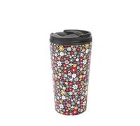 ECO CHIC Reusable Thermal Coffee Cup Stainless Steel Leakproof Insulated 330ml Travel Mug (Ditsy Black)
