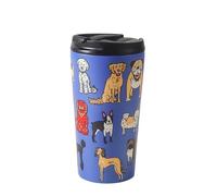 ECO CHIC Reusable Thermal Coffee Cup Stainless Steel Leakproof Insulated 330ml Travel Mug (Dogs Blue)