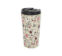 ECO CHIC Reusable Thermal Coffee Cup Stainless Steel Leakproof Insulated 330ml Travel Mug (Floral Beige)