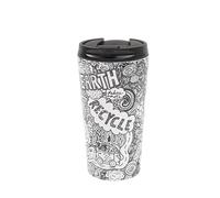 ECO CHIC Reusable Thermal Coffee Cup Stainless Steel Leakproof Insulated 330ml Travel Mug (Save the Planet B&W)