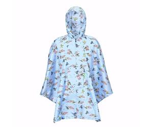ECO CHIC Waterproof Foldable Adult Poncho Lightweight Reusable Raincoat with Hood (Blue Tits Lilac)