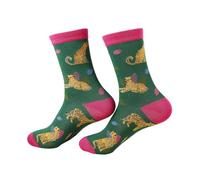 ECO CHIC Womens Bamboo Socks Breathable Hot and Cold Weather UK 4-8 Single Pair (Big Cat Green)