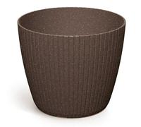 (ECO coffee, 1.9L (W158mm x H 132mm)) Round Flowerpot Planter Cover Vertical Grooves 20% Wood Plastic Modern Elegant