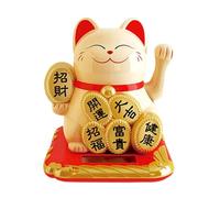 Eco Conscious 2 5 Inch Automatic Waving Lucky Cat Figure, Enhances Aesthetic Appeal in Homes and Offices (Yellow)