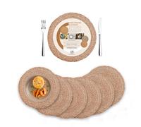Eco Crave Jute Placemats, Set of 6 Round Woven Placemats 100% Natural Jute, Nonslip Round Placemats 13x13 Inches Round Farmhouse, Boho Jute Placemats for Dining Table Placemats Set of 6