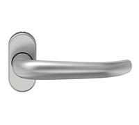 ECO D 410 FS Door Handle on Oval Rosette Door Handle for Fire Doors Anodised Aluminium Silver