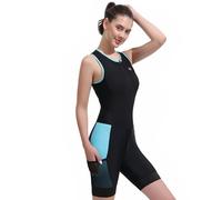 Eco-daily Women's Triathlon Suit One Piece Tri Suit Sleeveless Trisuit 3D Padded Quick-Dry Cycling Suit for Cycling Running Swimming, Blue XL