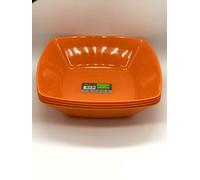 ECO Durable Large Plastic Square Bowls Set of 4 | 24cm x 24cm - Cereal Bowl for Kids | Reusable Square Bowls for Parties | BPA-Free Stackable Plastic Serving Bowls (Orange, Large 24x24cm)