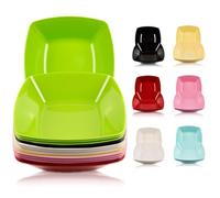 ECO Durable Large Plastic Square Bowls Set of 4 | 24cm x 24cm - Cereal Bowl for Kids | Reusable Square Bowls for Parties | BPA-Free Stackable Plastic Serving Bowls (Green, Large 24x24cm)