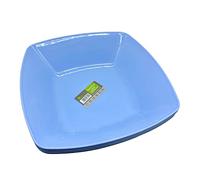 ECO Durable Large Plastic Square Bowls Set of 4 | 24cm x 24cm - Cereal Bowl for Kids | Reusable Square Bowls for Parties | BPA-Free Stackable Plastic Serving Bowls (Blue, Large 24x24cm)