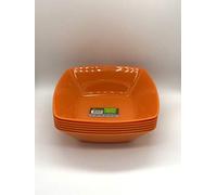 ECO Durable Medium Plastic Square Bowls Set of 4 | 19cm x 19cm - Cereal Bowl for Kids | Reusable Square Bowls for Parties | BPA-Free Stackable Plastic Serving Bowls (Orange, Medium 19x19cm)
