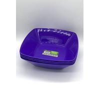 ECO Durable Medium Plastic Square Bowls Set of 4 | 19cm x 19cm - Cereal Bowl for Kids | Reusable Square Bowls for Parties | BPA-Free Stackable Plastic Serving Bowls (Purple, Medium 19x19cm)