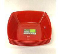 ECO Durable Medium Plastic Square Bowls Set of 4 | 19cm x 19cm - Cereal Bowl for Kids | Reusable Square Bowl for Parties | BPA-Free Stackable Serving Bowls (Red, Medium 19x19cm)