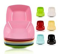 ECO Durable Small Plastic Square Bowls Set of 4 | 16cm x 16cm - Cereal Bowl for Kids | Reusable Square Bowls for Parties | BPA-Free Stackable Plastic Serving Bowls (Pink, Small)